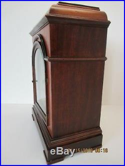 Westminster chime mantle clock in mahogany with inlay