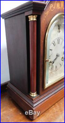 Westminster chimes mahogany inlaid bracket clock