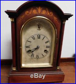 Westminster chimes mahogany inlaid bracket clock