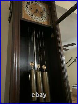 Winterhalder 3 train Westminster chime grandfather clock circa 1920