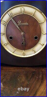 Working Antique Pevanda Mantel Clock Westminster Chime Interior Pendulum