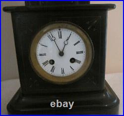 YAPY FRERES FRENCH MANTLE CLOCK WITH BRONZE SCULPTURE 8 DAY WithCHIMES 1895
